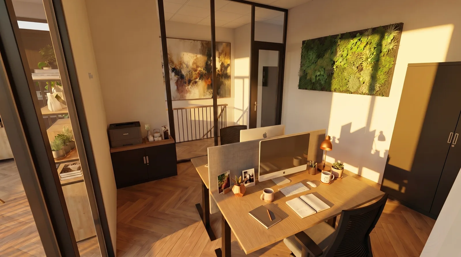 Kantoorruimte met eettafel en uitzicht bij Bedrijfspand Elburg