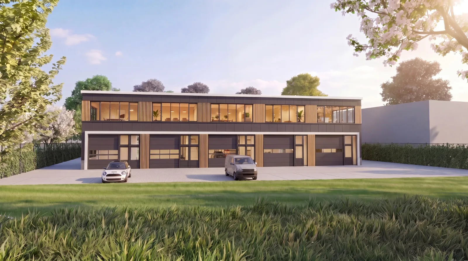 Impressie van een kantoorruimte met uitzicht bij Bedrijfspand Elburg in Elburg