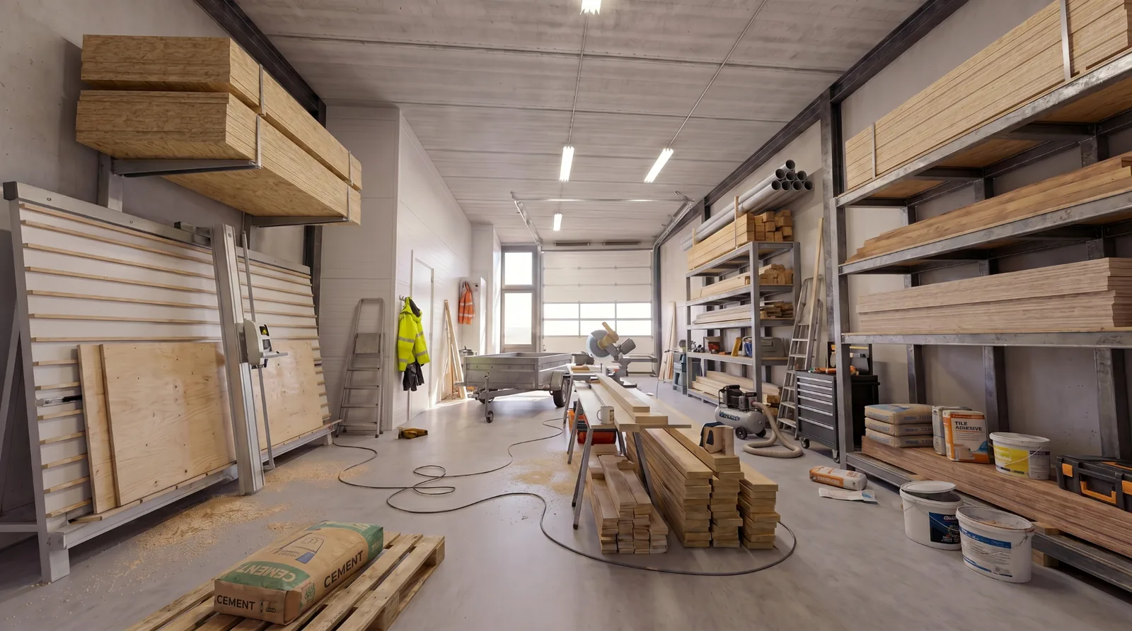 Opslagruimte met hout en bouwmaterialen in Elburg